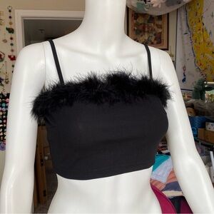 Shein Black feather crop top size XS